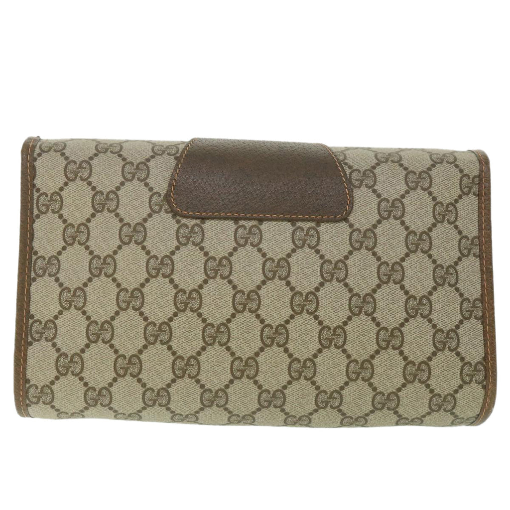 GUCCI GG Supreme Web Sherry Line Clutch Bag Beige Red 156 01 030 th4102