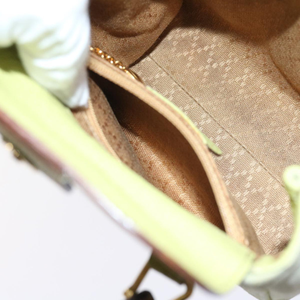GUCCI Bamboo Hand Bag Suede 2way Green th4105