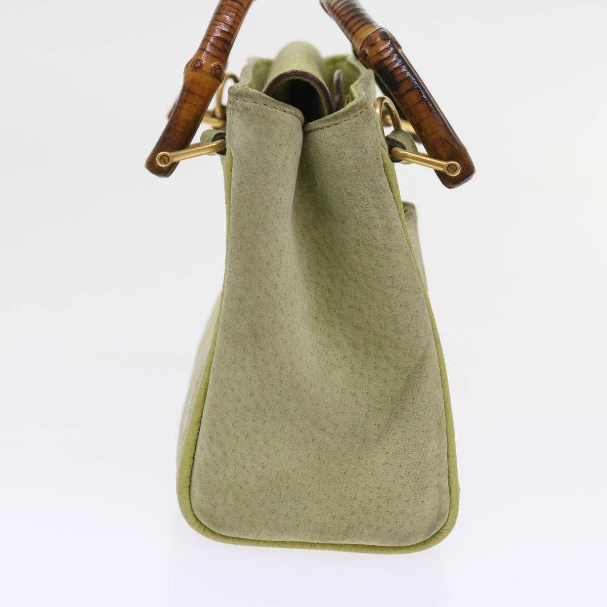 GUCCI Bamboo Hand Bag Suede 2way Green th4105