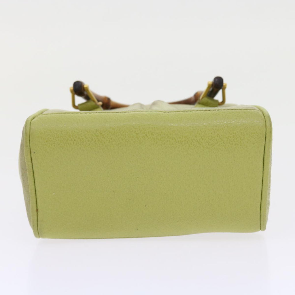 GUCCI Bamboo Hand Bag Suede 2way Green th4105