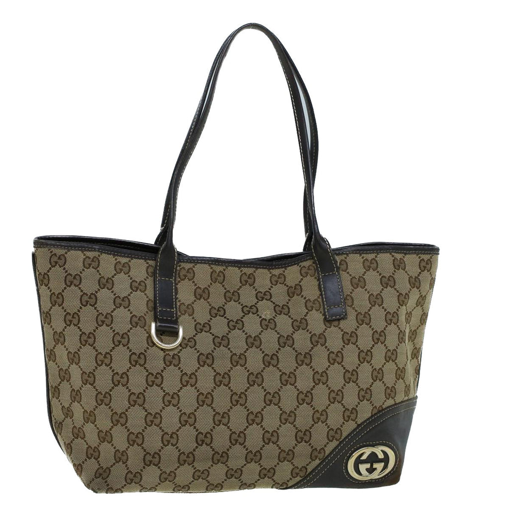 GUCCI GG Canvas Abbey Tote Bag Beige Brown th4111