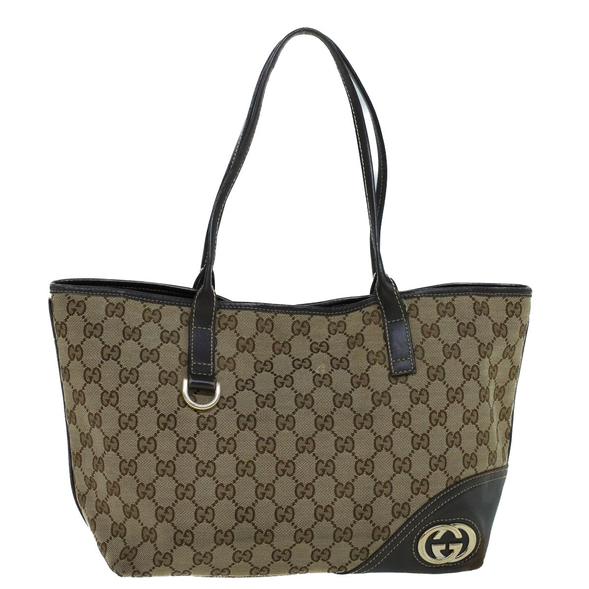GUCCI GG Canvas Abbey Tote Bag Beige Brown th4111