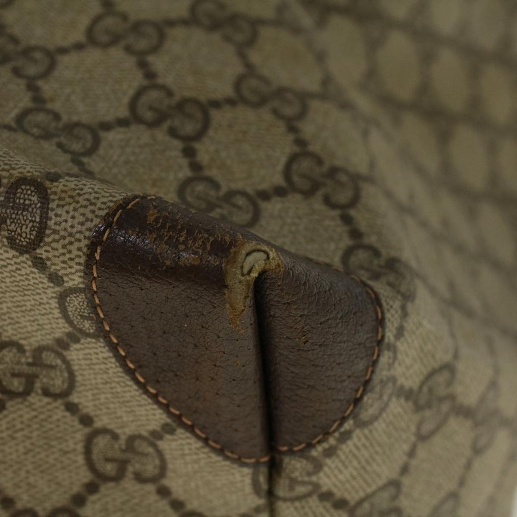 GUCCI GG Canvas Web Sherry Line Boston Bag PVC Leather Beige Green th4115