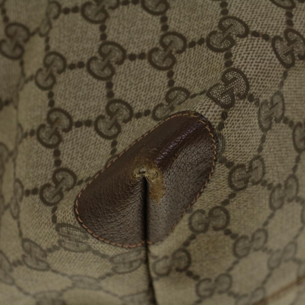 GUCCI GG Canvas Web Sherry Line Boston Bag PVC Leather Beige Green th4115