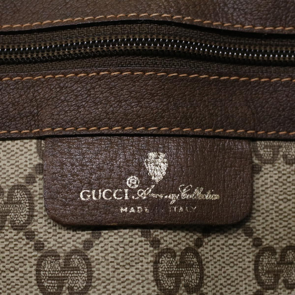 GUCCI GG Canvas Web Sherry Line Boston Bag PVC Leather Beige Green th4115