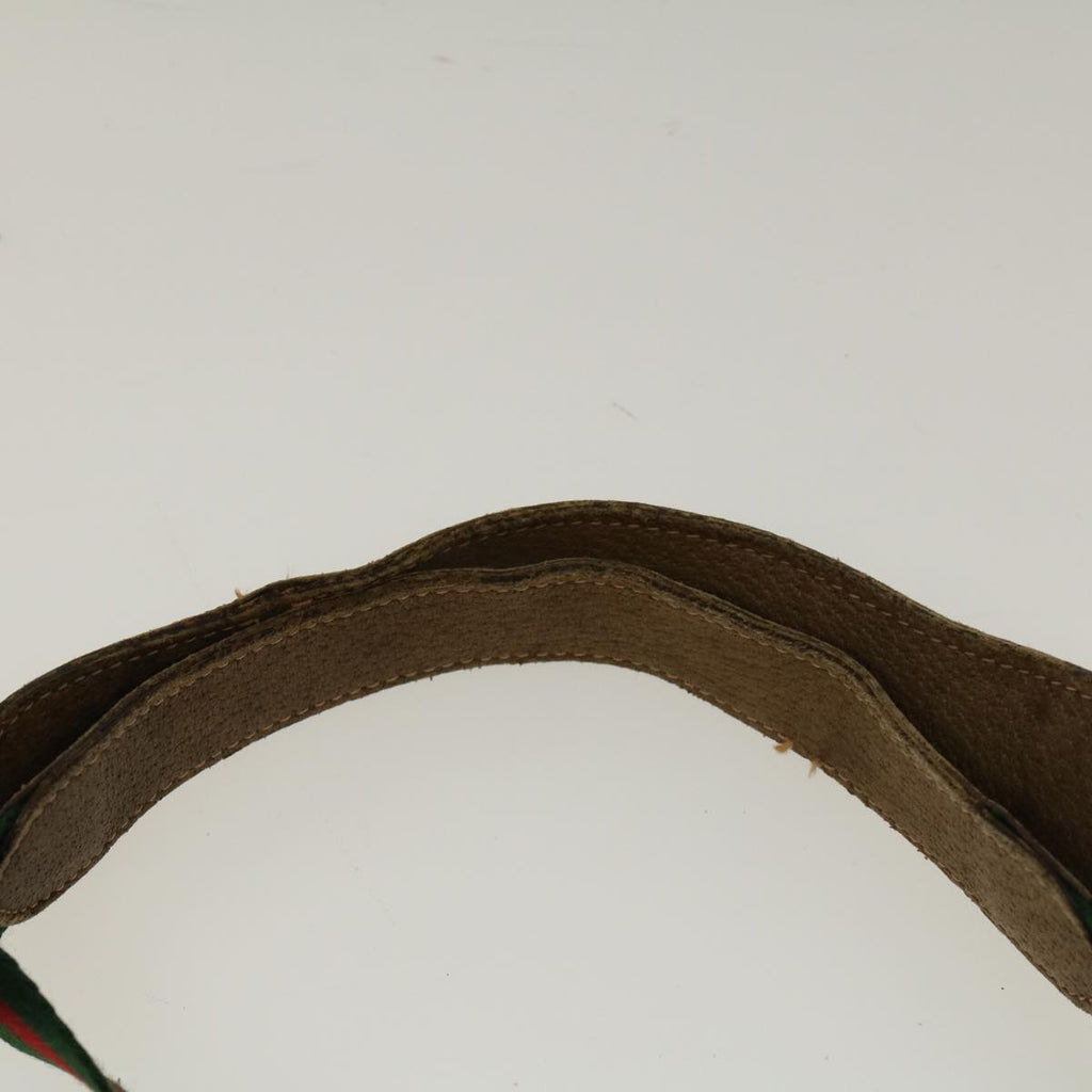 GUCCI GG Canvas Web Sherry Line Boston Bag PVC Leather Beige Green th4115