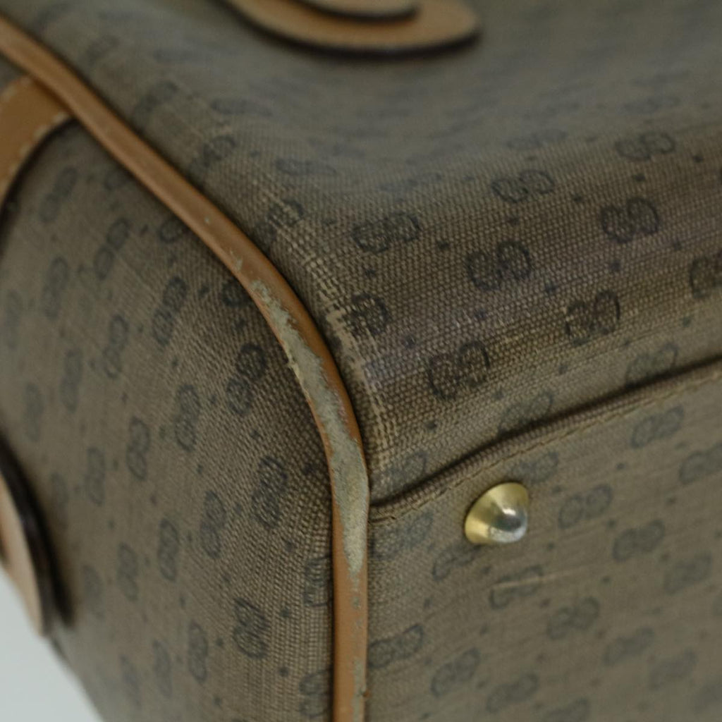 GUCCI Micro GG Canvas Boston Bag PVC Leather 2way Beige th4135