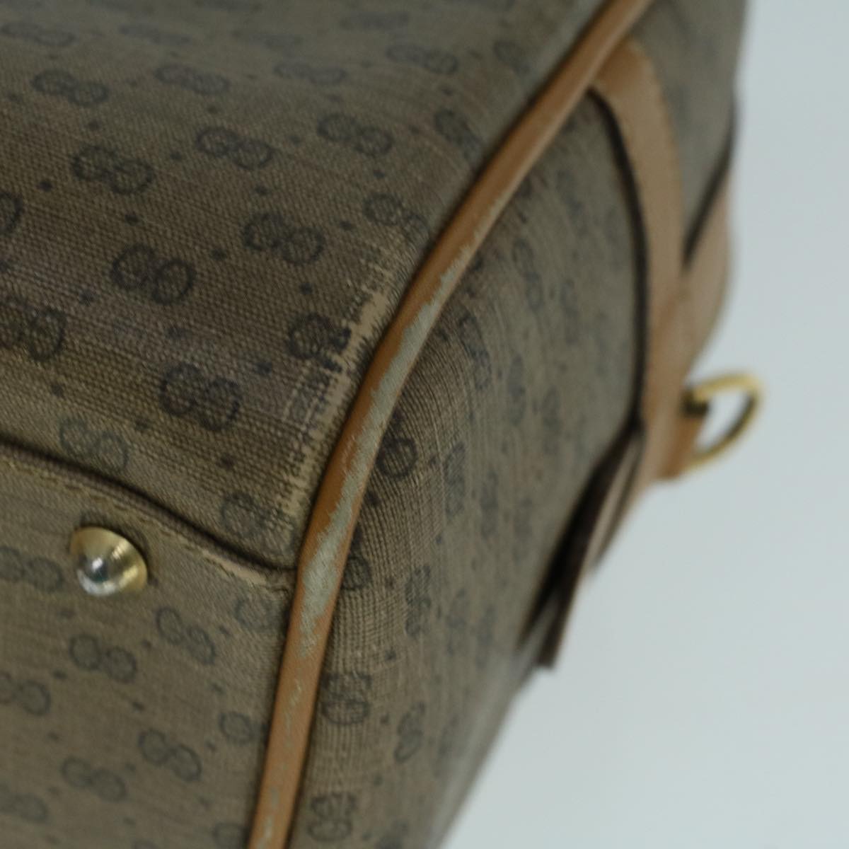 GUCCI Micro GG Canvas Boston Bag PVC Leather 2way Beige th4135