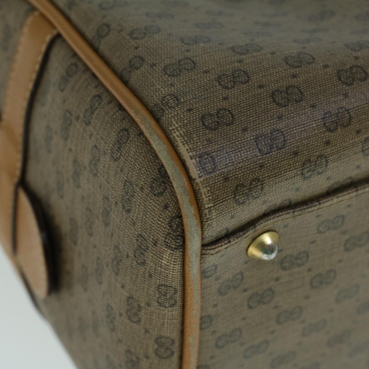 GUCCI Micro GG Canvas Boston Bag PVC Leather 2way Beige th4135