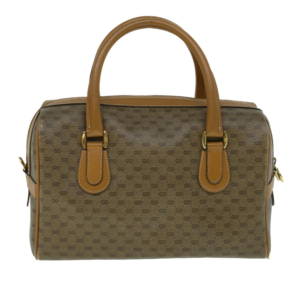 GUCCI Micro GG Canvas Boston Bag PVC Leather 2way Beige th4135