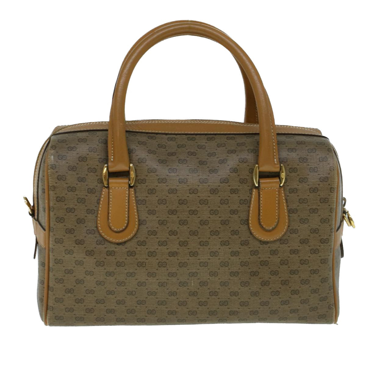 GUCCI Micro GG Canvas Boston Bag PVC Leather 2way Beige th4135