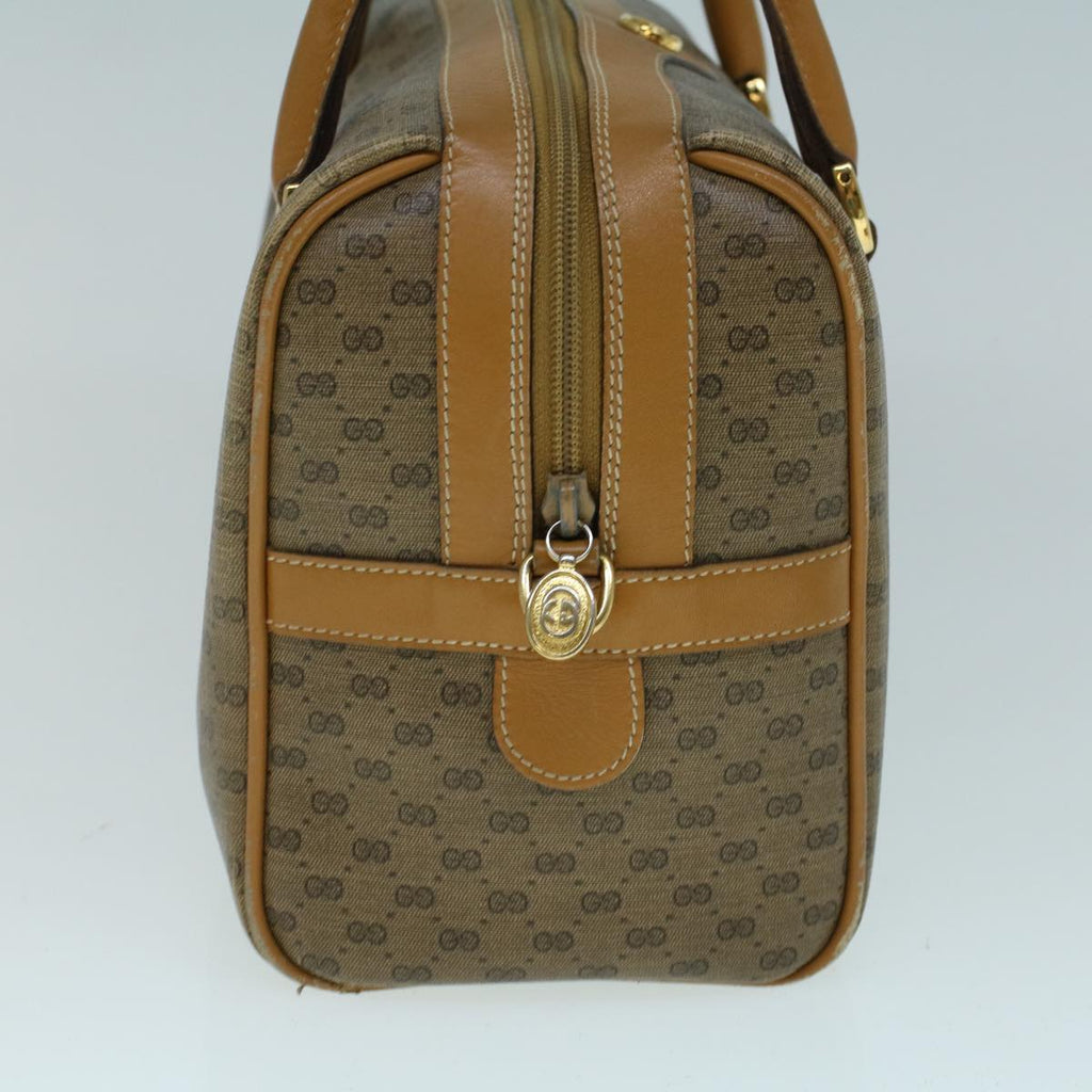 GUCCI Micro GG Canvas Boston Bag PVC Leather 2way Beige th4135