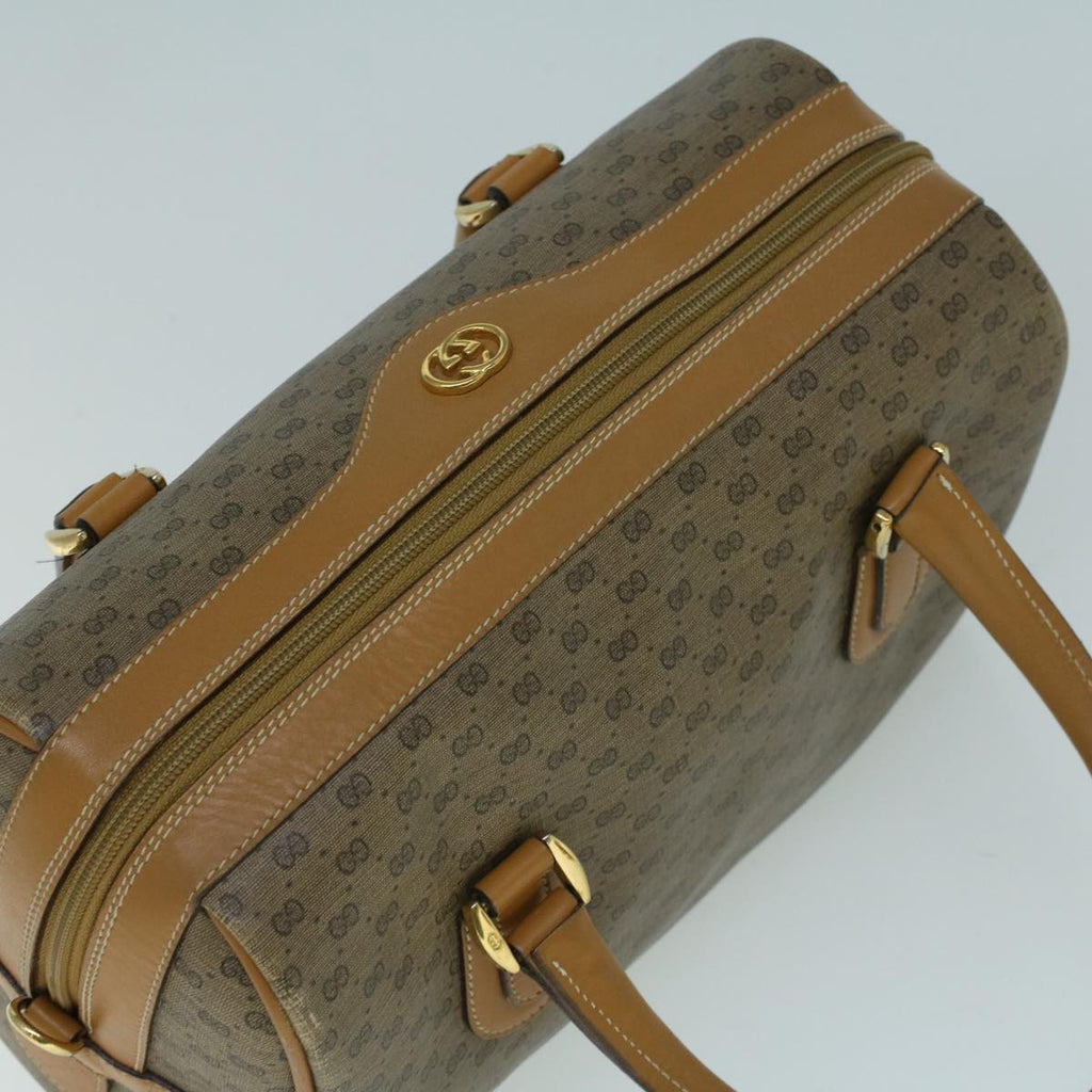 GUCCI Micro GG Canvas Boston Bag PVC Leather 2way Beige th4135
