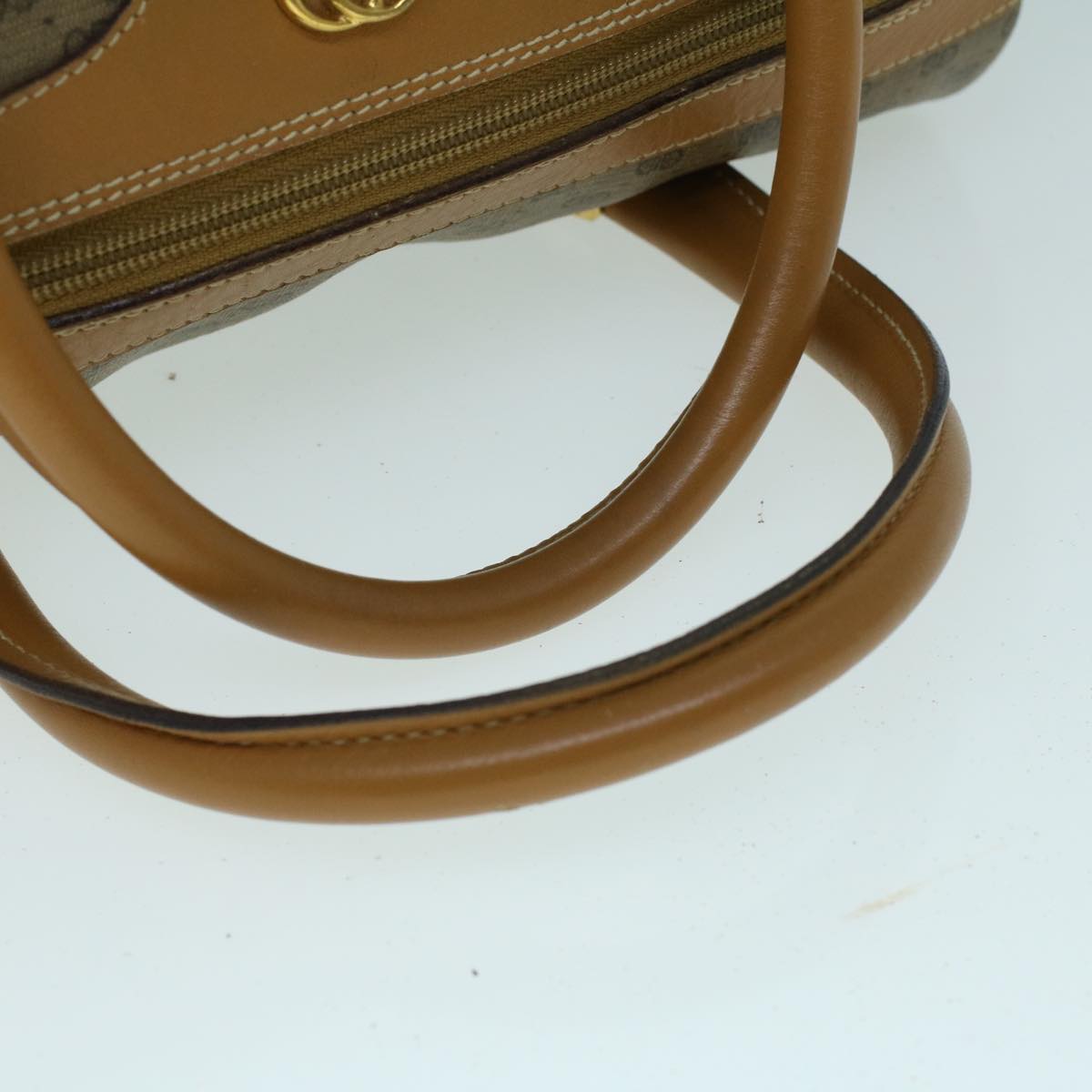 GUCCI Micro GG Canvas Boston Bag PVC Leather 2way Beige th4135