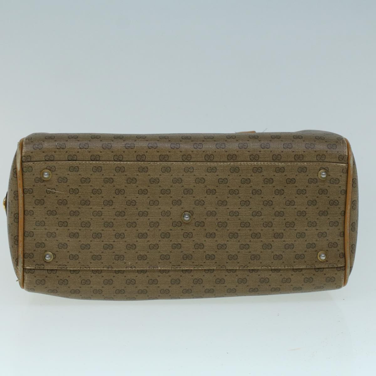 GUCCI Micro GG Canvas Boston Bag PVC Leather 2way Beige th4135