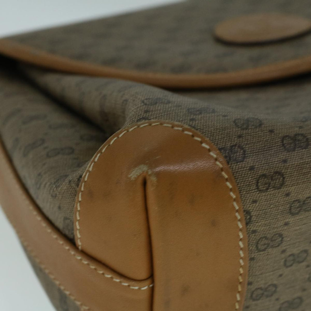GUCCI Micro GG Canvas Shoulder Bag PVC Leather Beige th4136