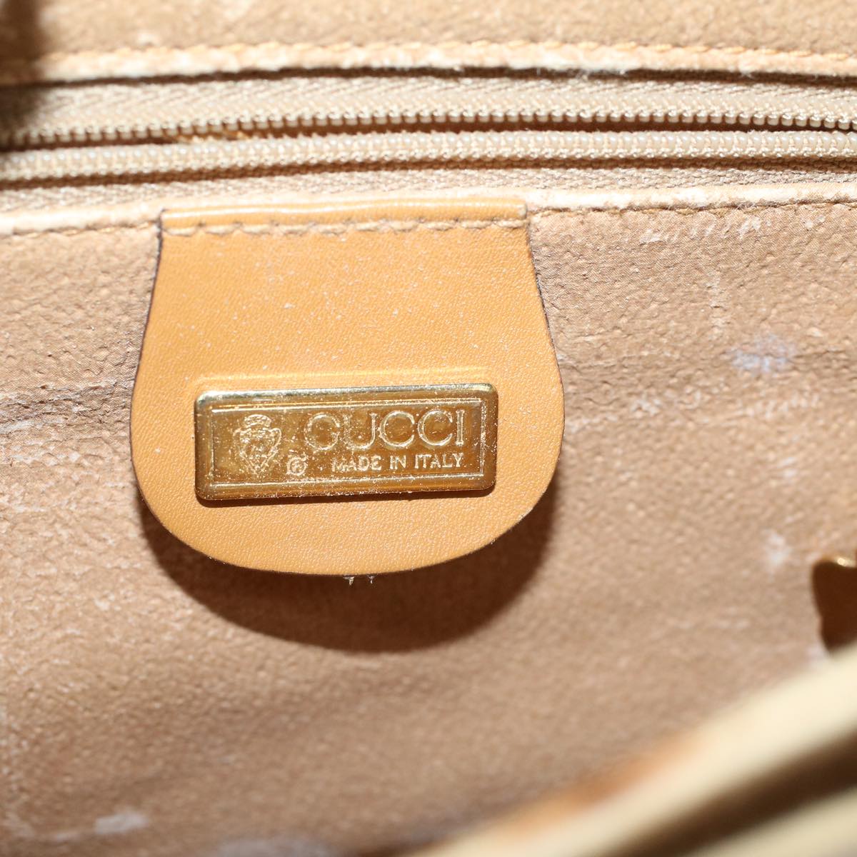 GUCCI Micro GG Canvas Shoulder Bag PVC Leather Beige th4136