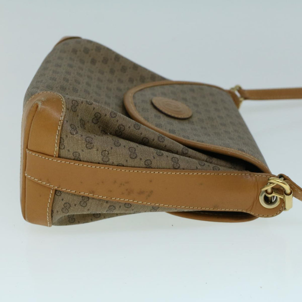 GUCCI Micro GG Canvas Shoulder Bag PVC Leather Beige th4136