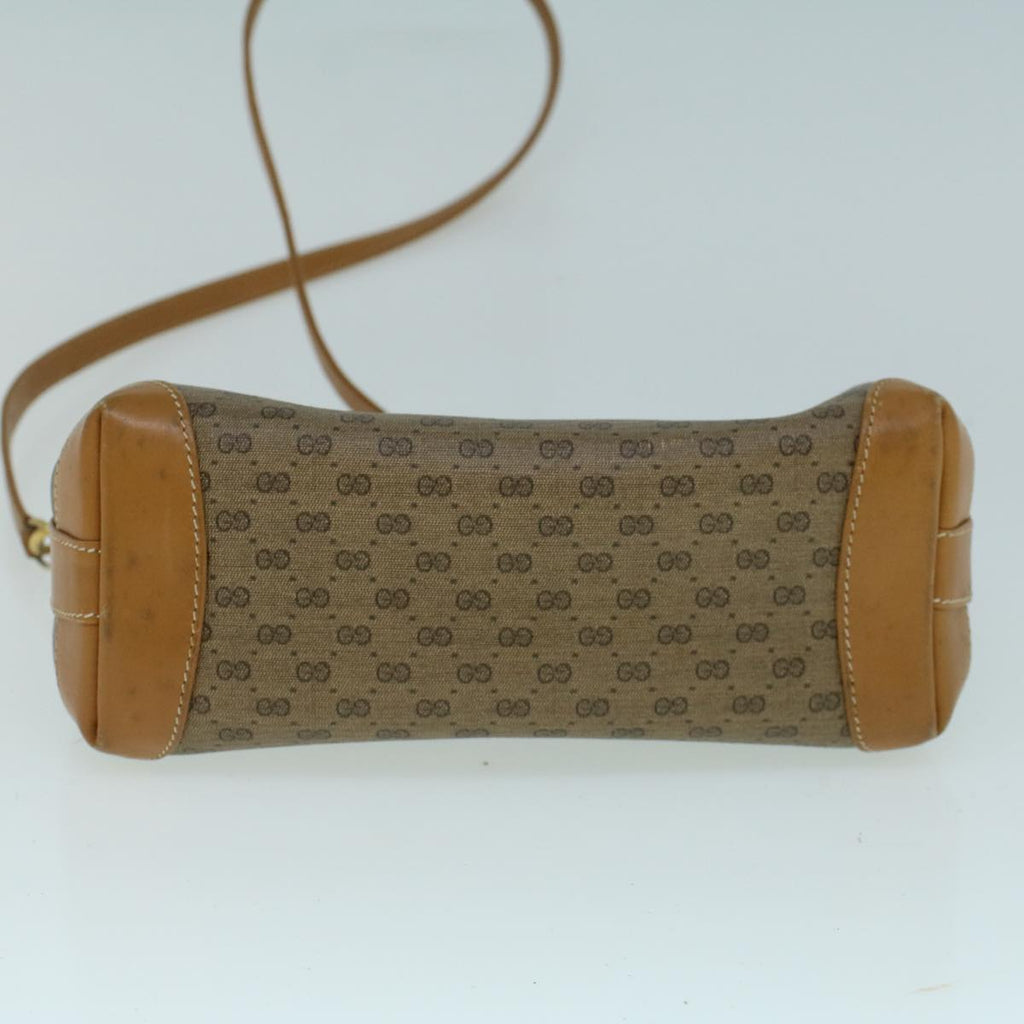 GUCCI Micro GG Canvas Shoulder Bag PVC Leather Beige th4136