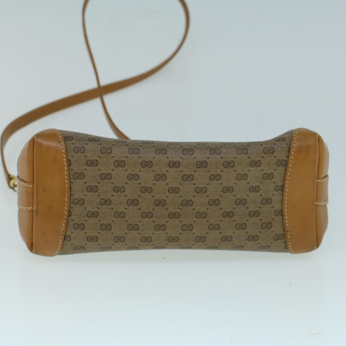 GUCCI Micro GG Canvas Shoulder Bag PVC Leather Beige th4136