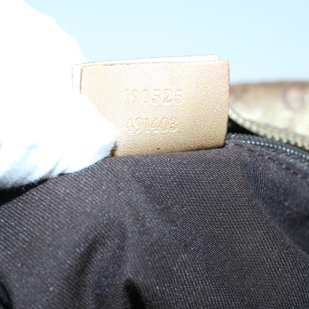 GUCCI GG Crystal Shoulder Bag Coated Canvas Gold 190525 th4147