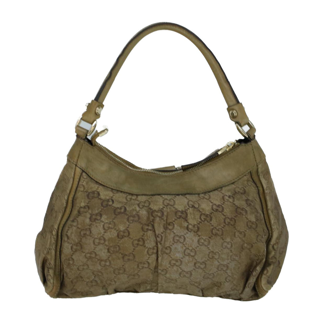 GUCCI GG Crystal Shoulder Bag Coated Canvas Gold 190525 th4147