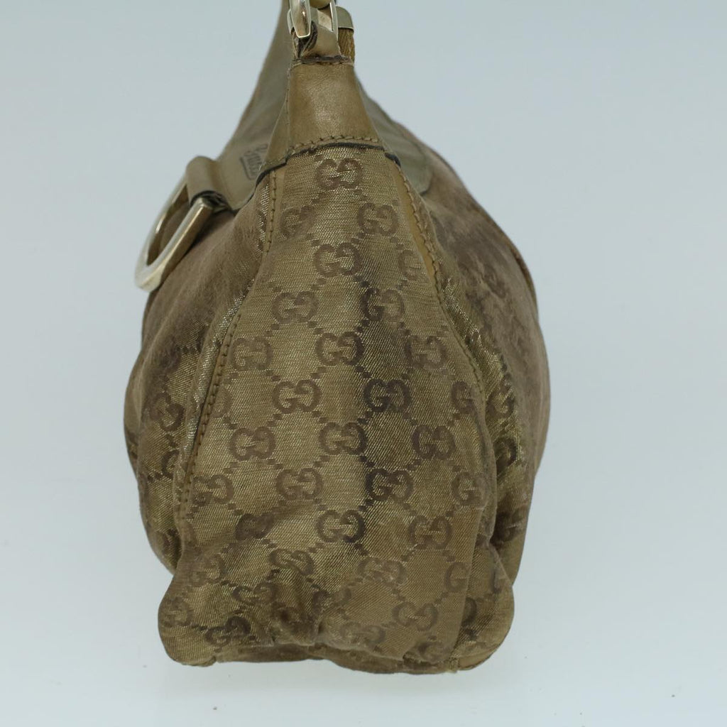 GUCCI GG Crystal Shoulder Bag Coated Canvas Gold 190525 th4147