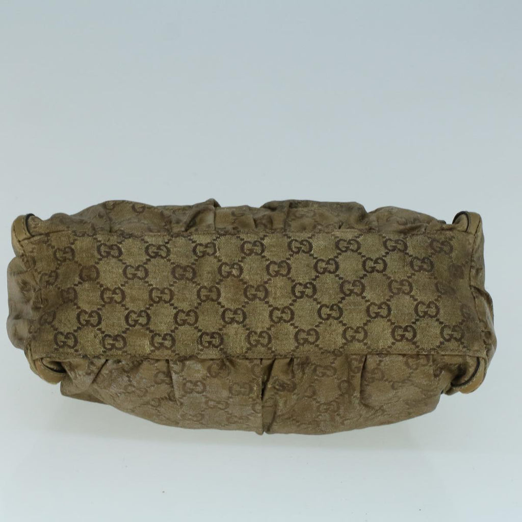 GUCCI GG Crystal Shoulder Bag Coated Canvas Gold 190525 th4147