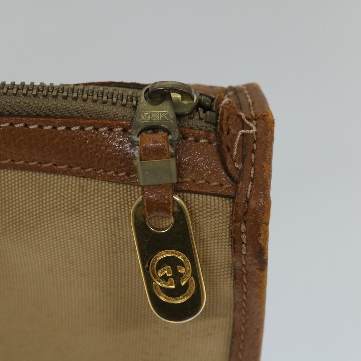 GUCCI Web Sherry Line Hand Bag Canvas 2way Beige Red Green th4154