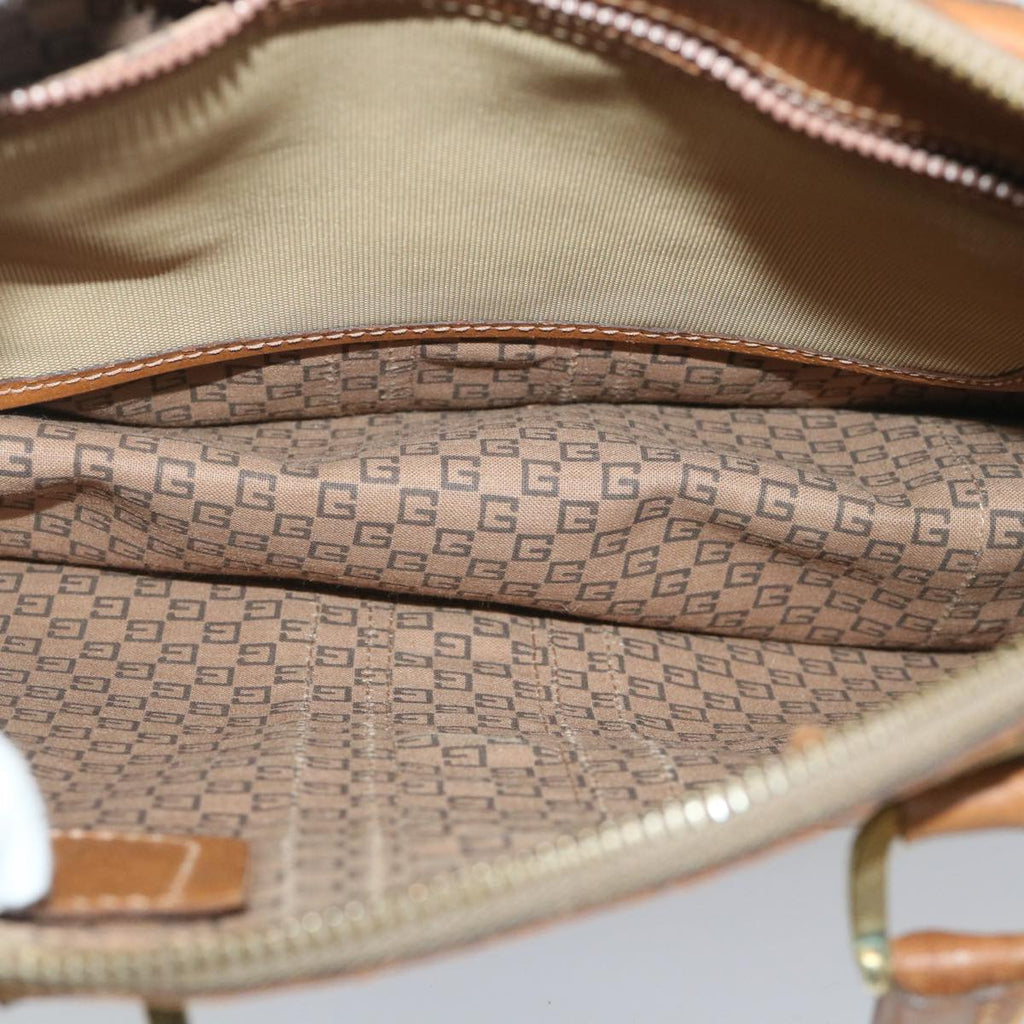 GUCCI Web Sherry Line Hand Bag Canvas 2way Beige Red Green th4154