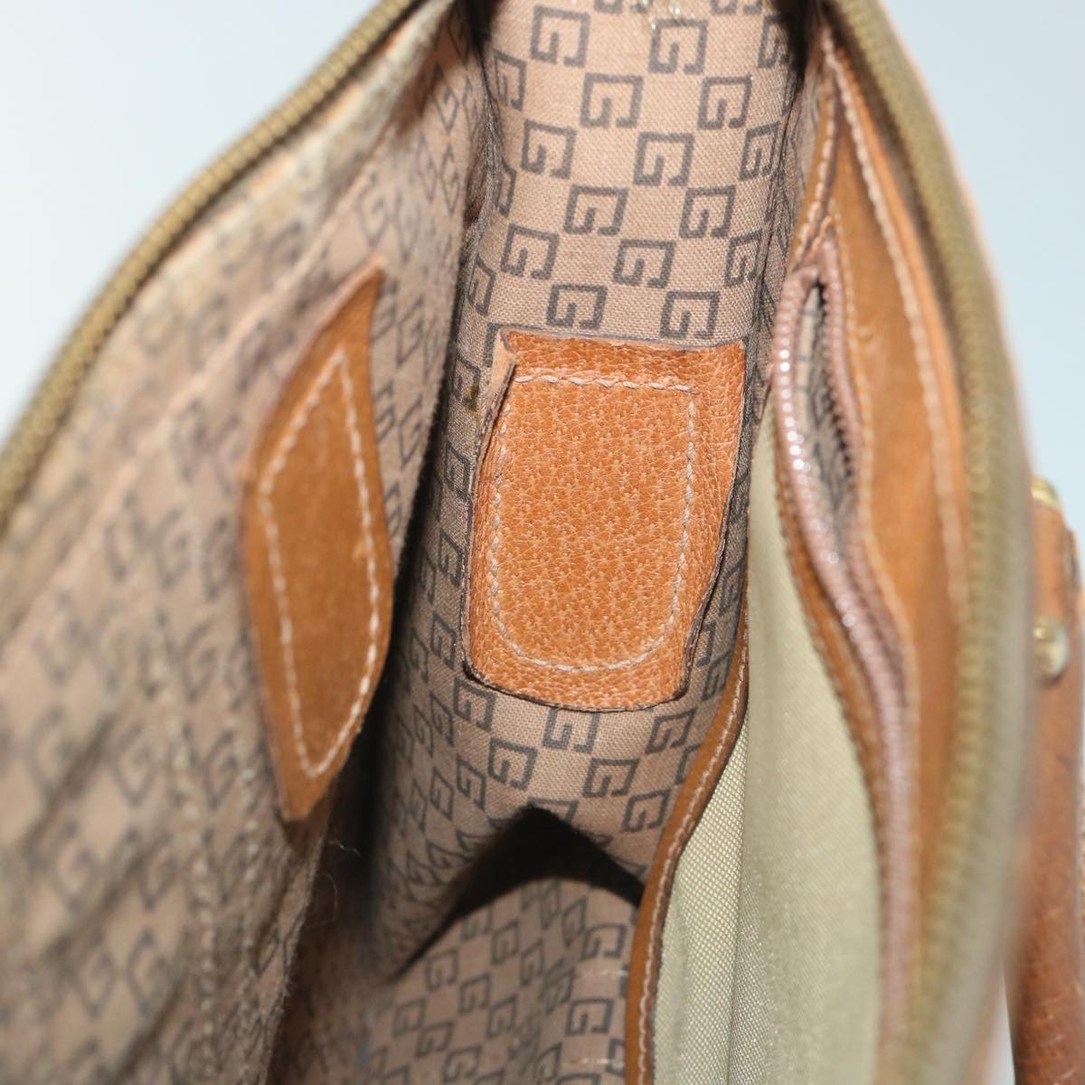 GUCCI Web Sherry Line Hand Bag Canvas 2way Beige Red Green th4154