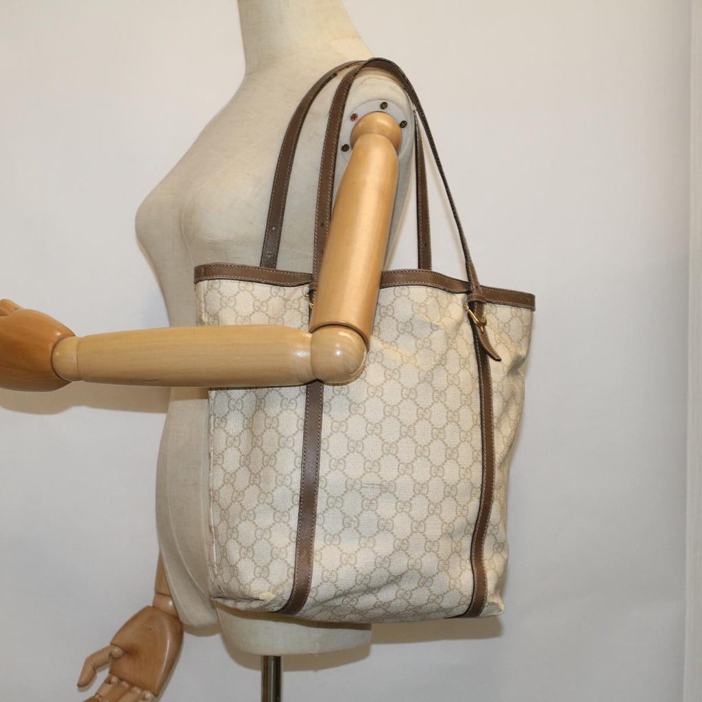 GUCCI GG Supreme Tote Bag PVC Leather Beige 336777 th4158