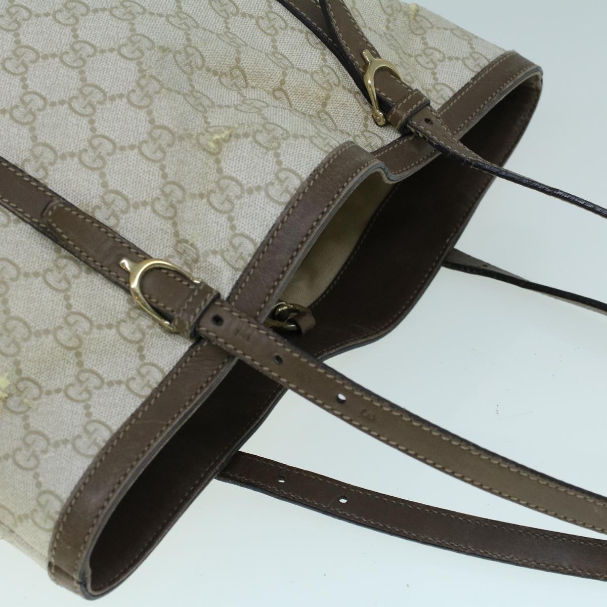 GUCCI GG Supreme Tote Bag PVC Leather Beige 336777 th4158