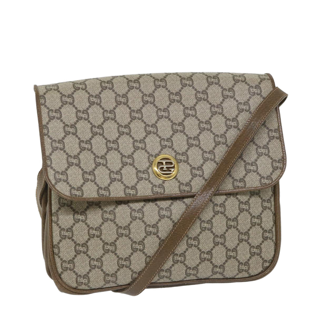 GUCCI GG Plus Supreme Shoulder Bag PVC Leather Beige th4169