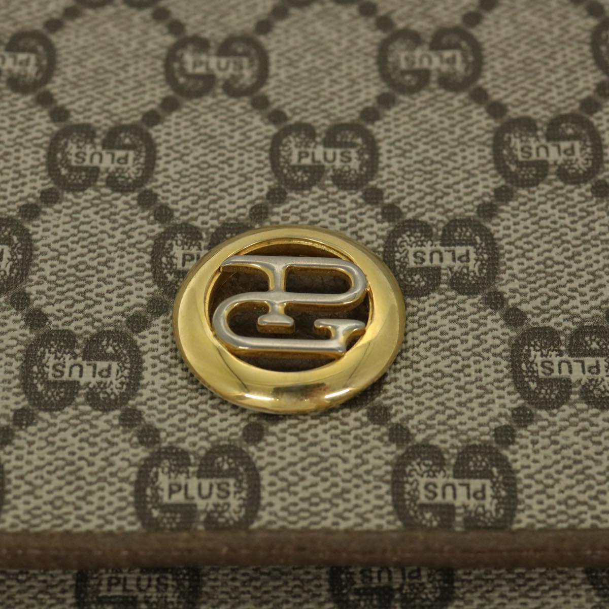 GUCCI GG Plus Supreme Shoulder Bag PVC Leather Beige th4169