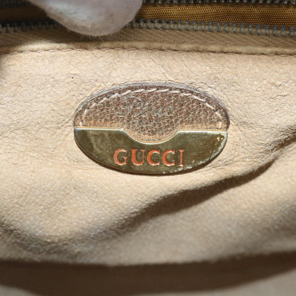 GUCCI GG Plus Supreme Shoulder Bag PVC Leather Beige th4169