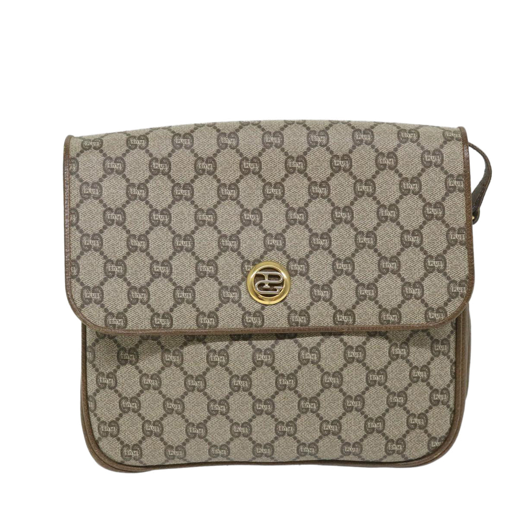 GUCCI GG Plus Supreme Shoulder Bag PVC Leather Beige th4169