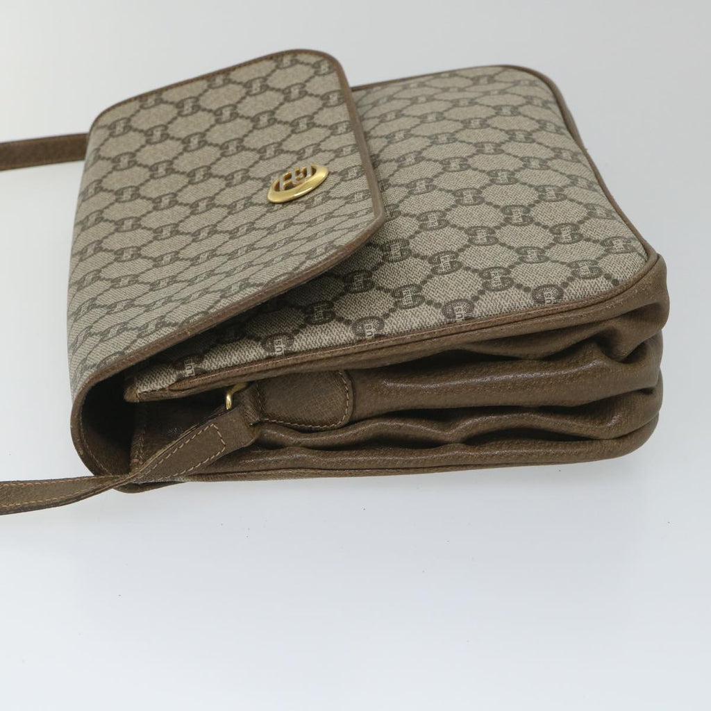 GUCCI GG Plus Supreme Shoulder Bag PVC Leather Beige th4169