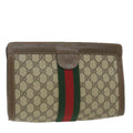 GUCCI GG Supreme Web Sherry Line Clutch Bag Beige Red 89 01 002 th4184