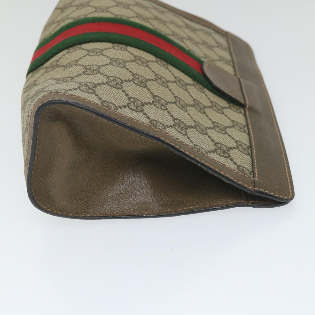GUCCI GG Supreme Web Sherry Line Clutch Bag Beige Red 89 01 002 th4184