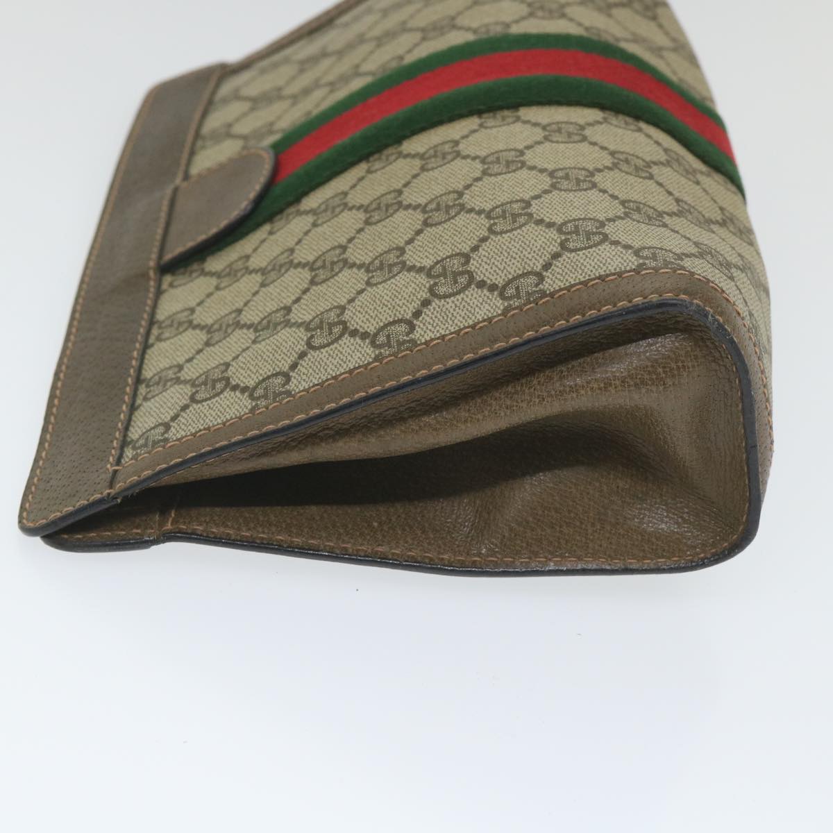 GUCCI GG Supreme Web Sherry Line Clutch Bag Beige Red 89 01 002 th4184
