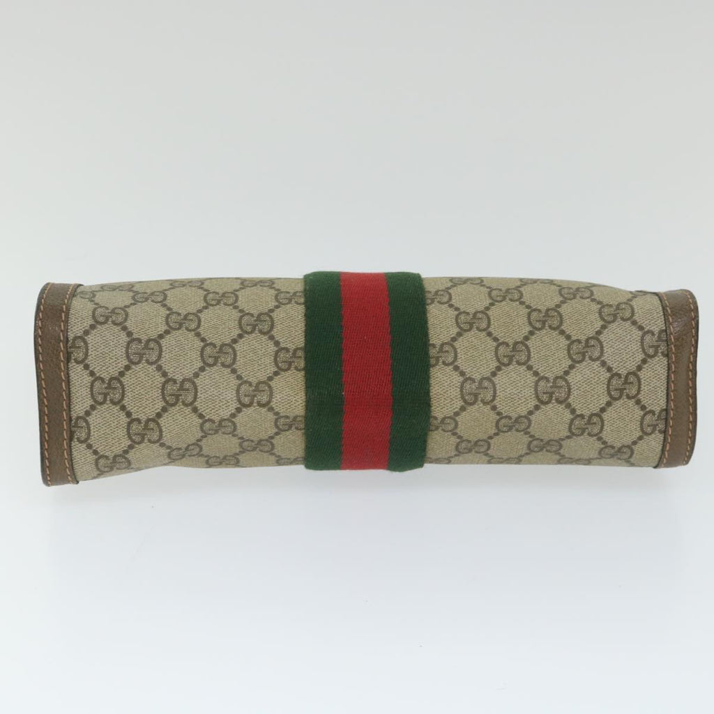GUCCI GG Supreme Web Sherry Line Clutch Bag Beige Red 89 01 002 th4184