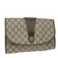 GUCCI GG Supreme Web Sherry Line Clutch Bag Beige Red 89 01 030 th4185