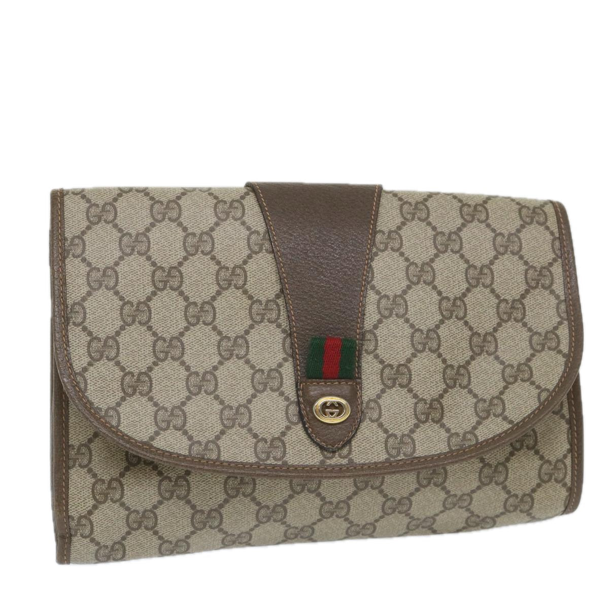 GUCCI GG Supreme Web Sherry Line Clutch Bag Beige Red 89 01 030 th4185