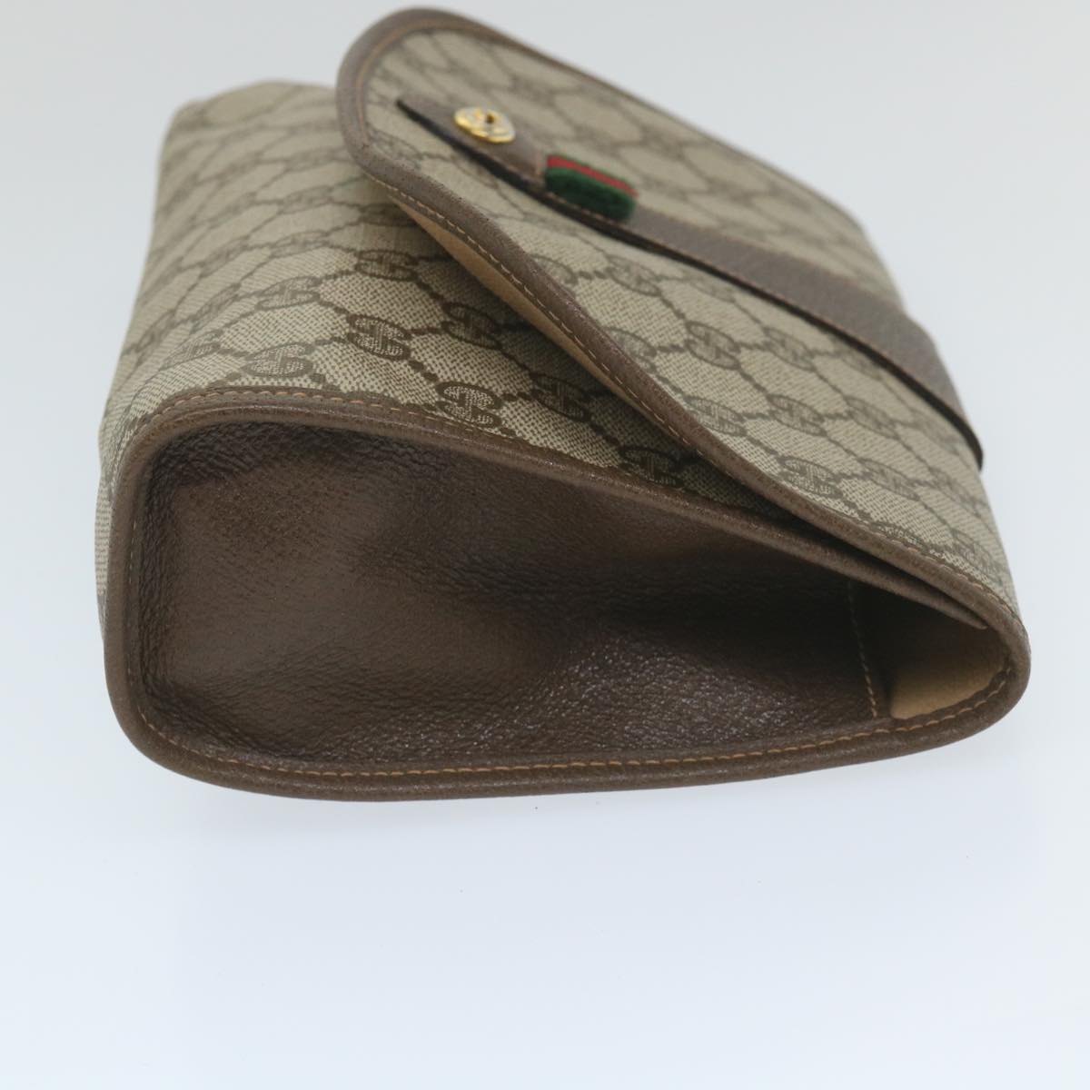 GUCCI GG Supreme Web Sherry Line Clutch Bag Beige Red 89 01 030 th4185
