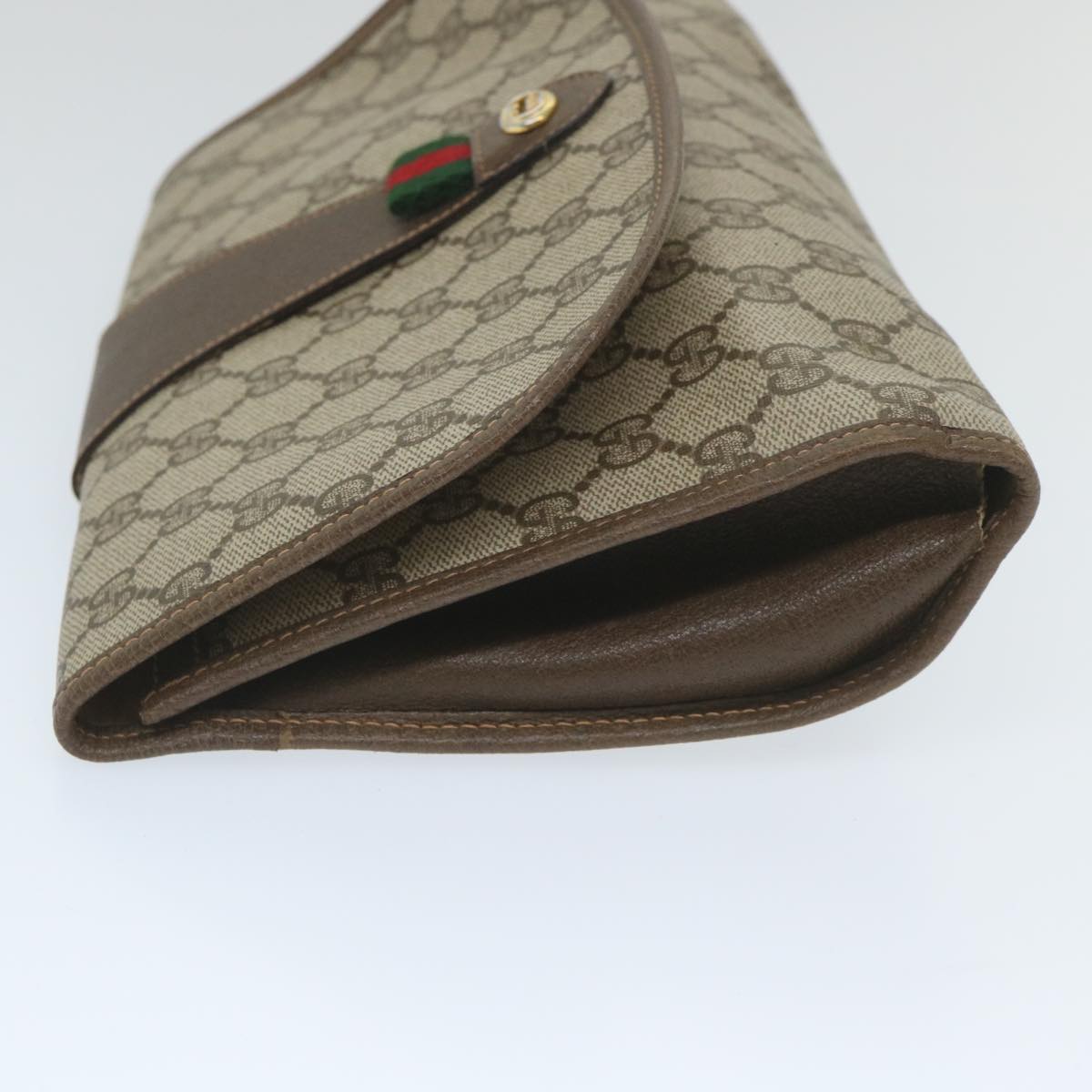 GUCCI GG Supreme Web Sherry Line Clutch Bag Beige Red 89 01 030 th4185