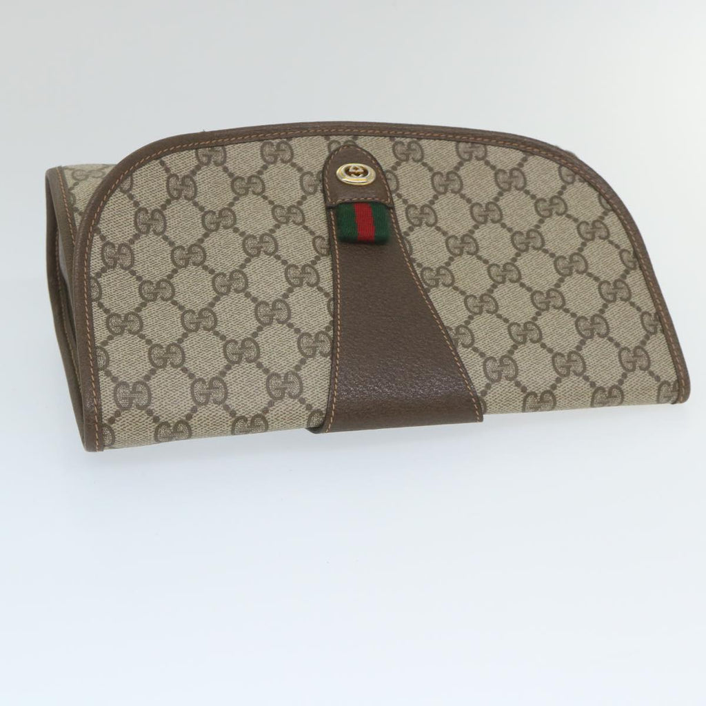 GUCCI GG Supreme Web Sherry Line Clutch Bag Beige Red 89 01 030 th4185