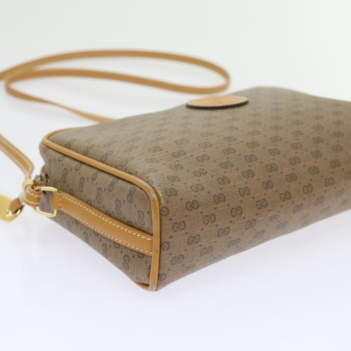 GUCCI Micro GG Supreme Shoulder Bag PVC Leather Beige th4191