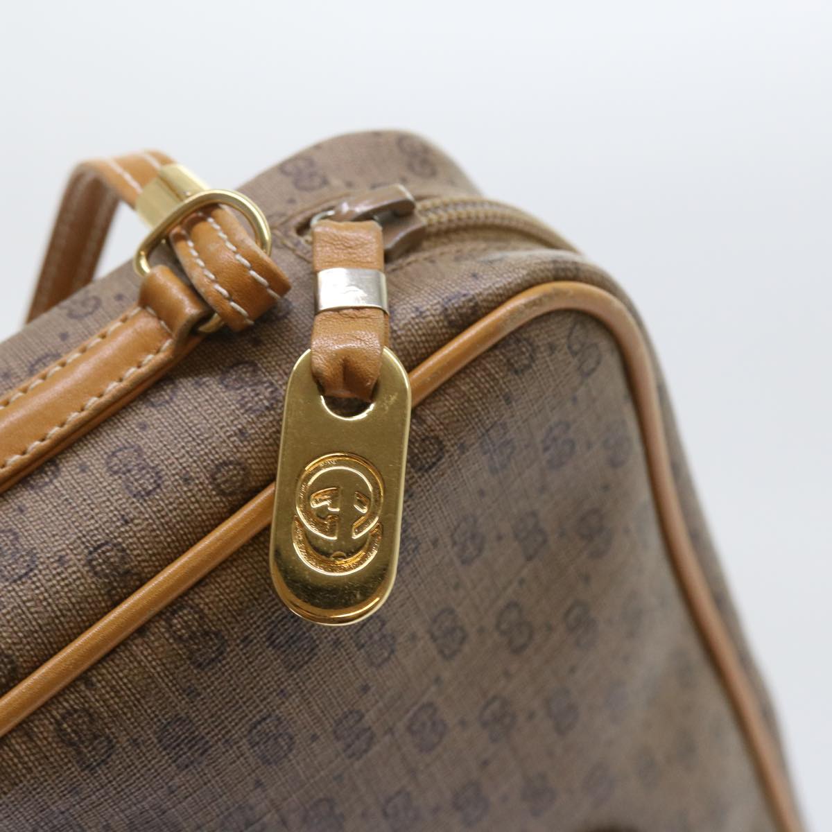 GUCCI Micro GG Supreme Shoulder Bag PVC Leather Beige th4191