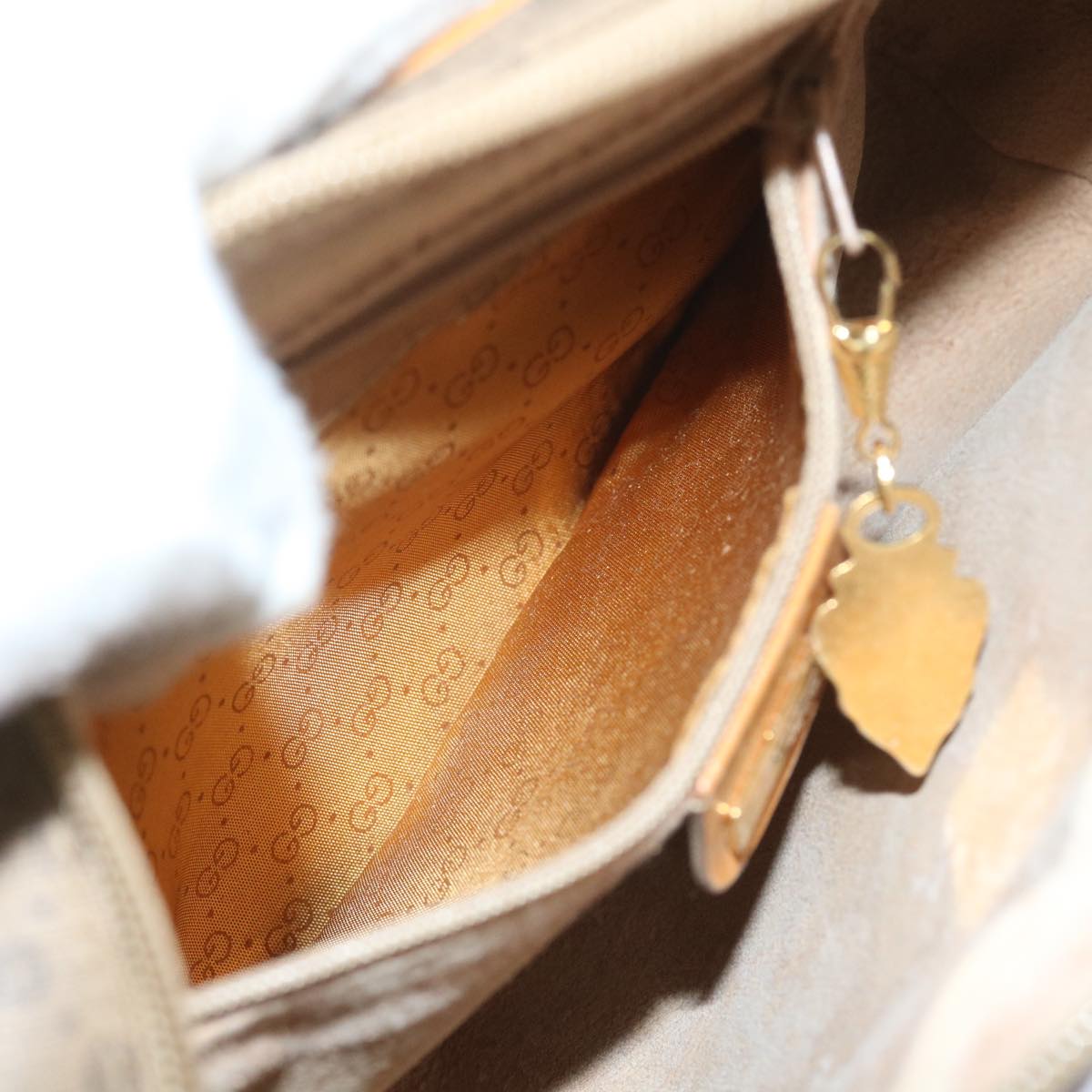 GUCCI Micro GG Supreme Shoulder Bag PVC Leather Beige th4191